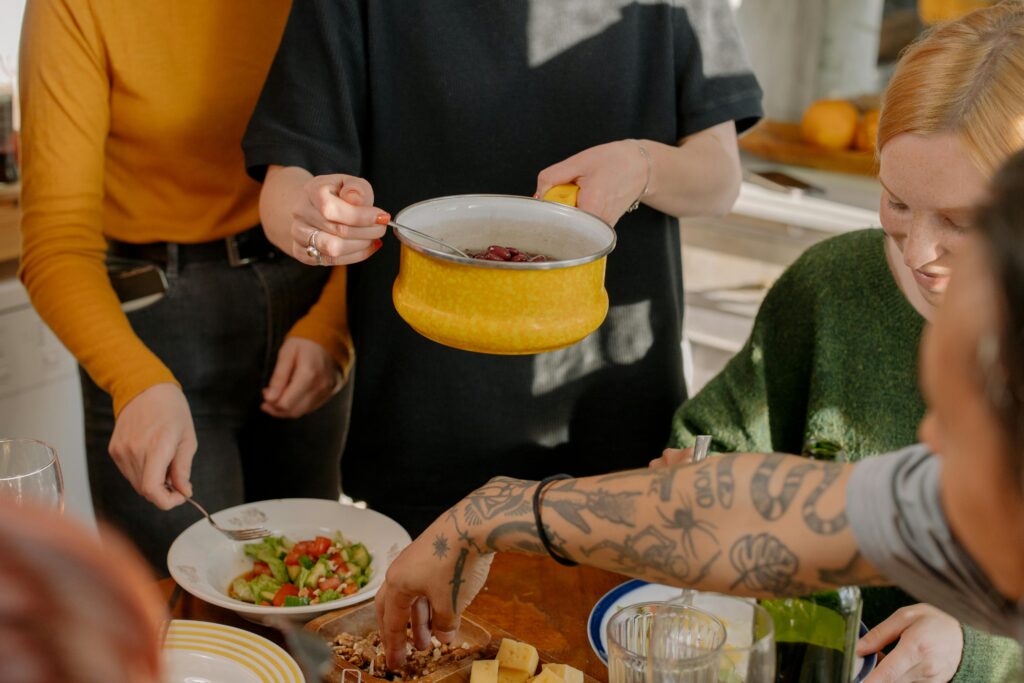 housemates eating together